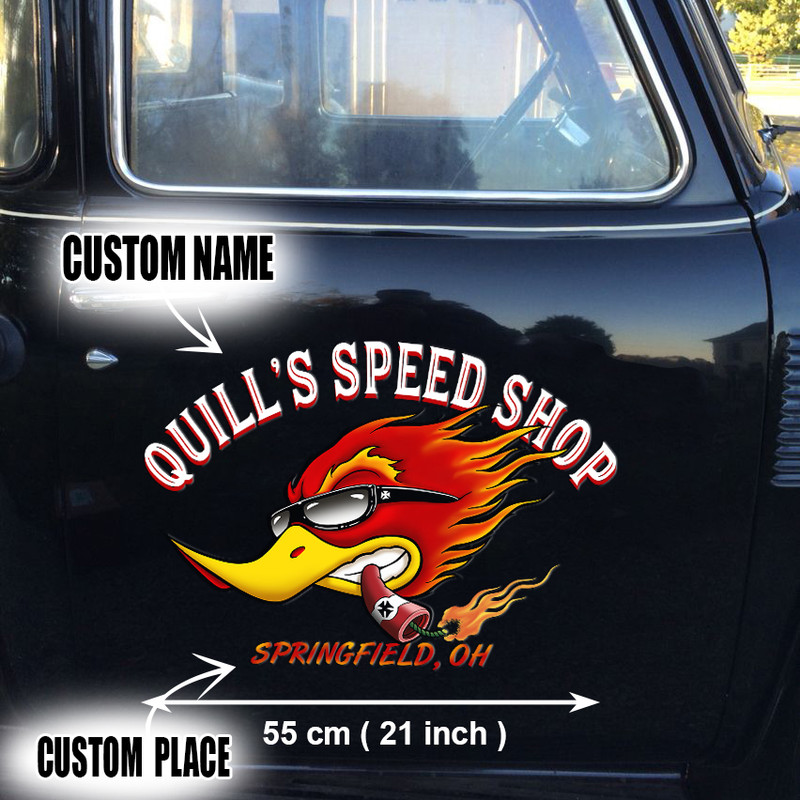 Personalized Speed Shop Hot Rod Woodpecker Vinyl Stickers – Juluku